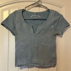 Aeropostale Seriously Soft Seamless Crop Top in Blue